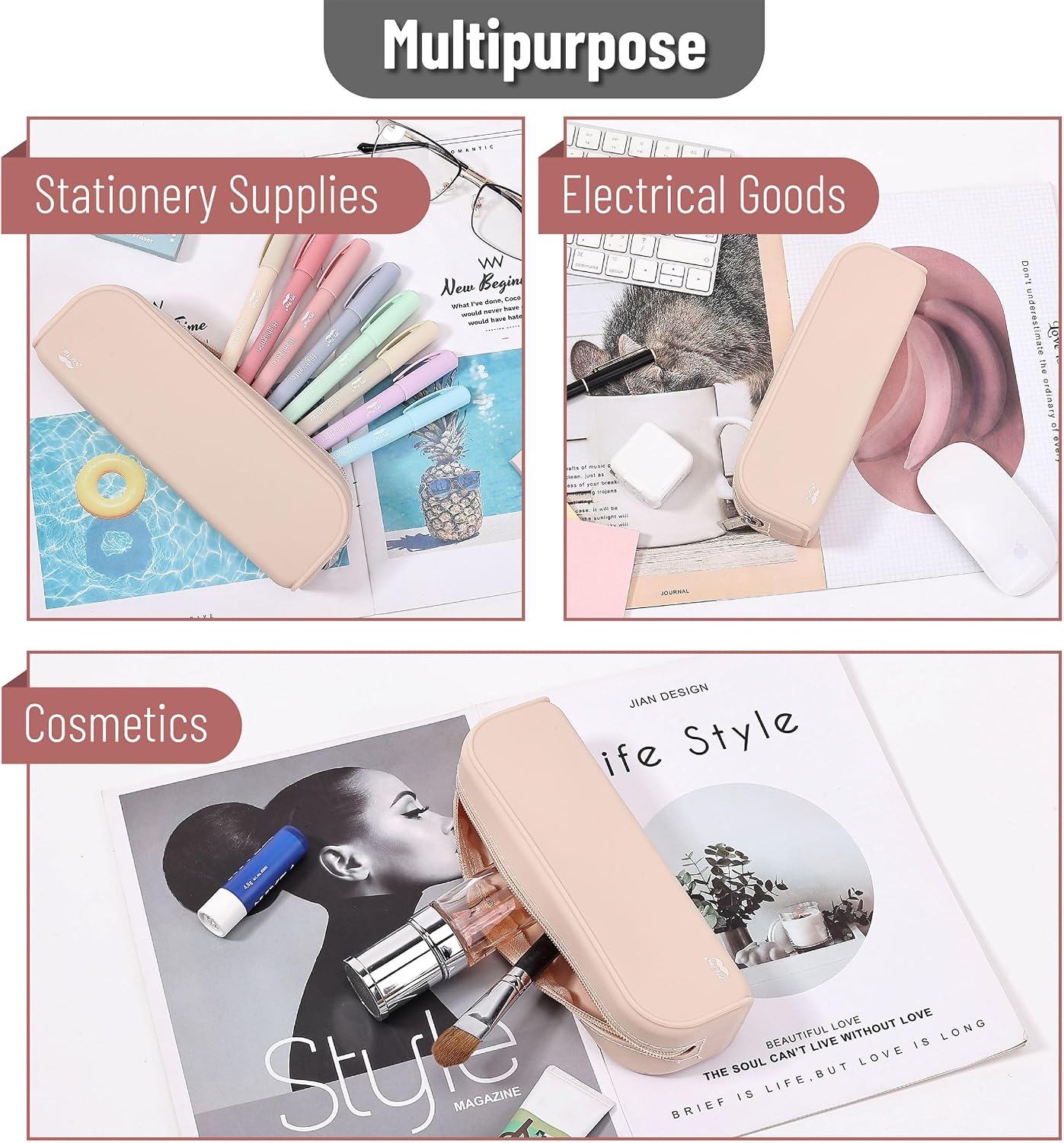 Mr. Pen- Silicone Pencil Case, Aesthetic Pencil Bag for Women, Makeup Pouch