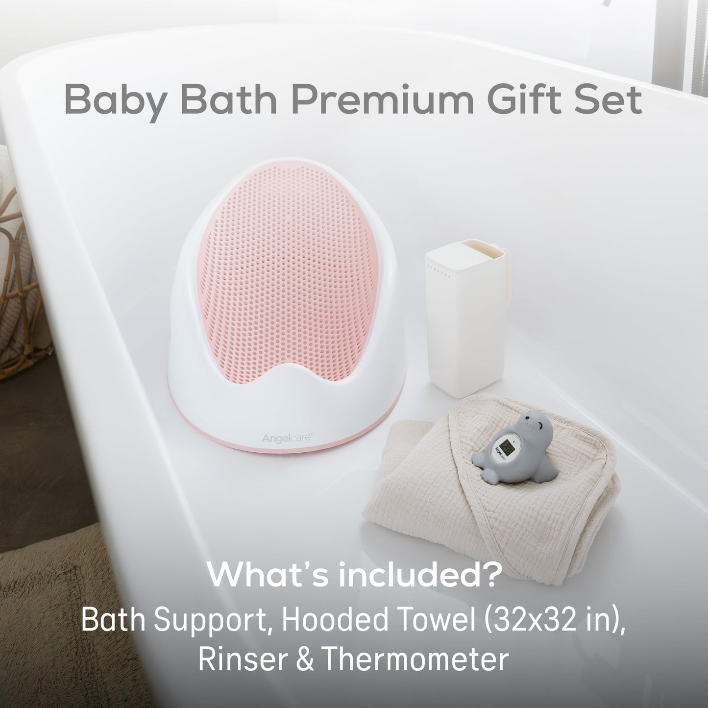 Angelcare Soft-Touch Baby Bath Support & Rinser Bundle, Aqua