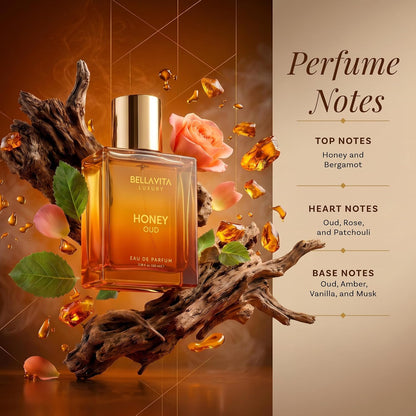 Bellavita Luxury Honey Oud Eau de Parfum | 100 ml (3.4 fl.oz.) | Perfume for Men and Women | Sweet Honey, Bergamot, Oud, and Amber Notes