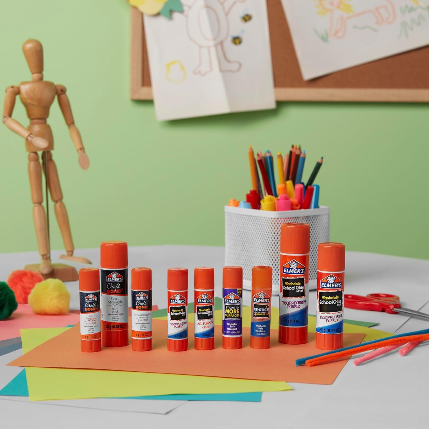 Elmer's Disappearing Purple School Glue Sticks, Washable, 22 Grams, 3 Count - Poster, Vision Board, Back to School Supplies, #1 Teacher Brand