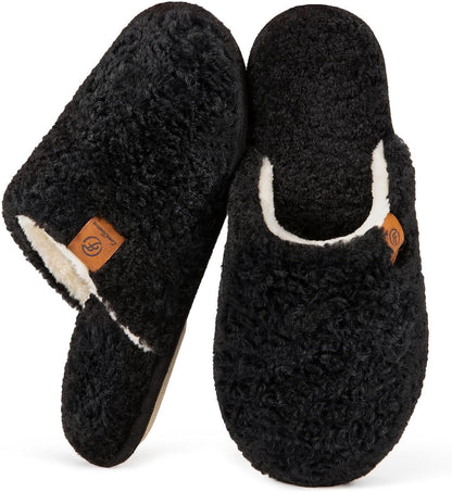 EverFoams Women's Fuzzy Slippers Warm Cozy Memory Foam Indoor House Shoes
