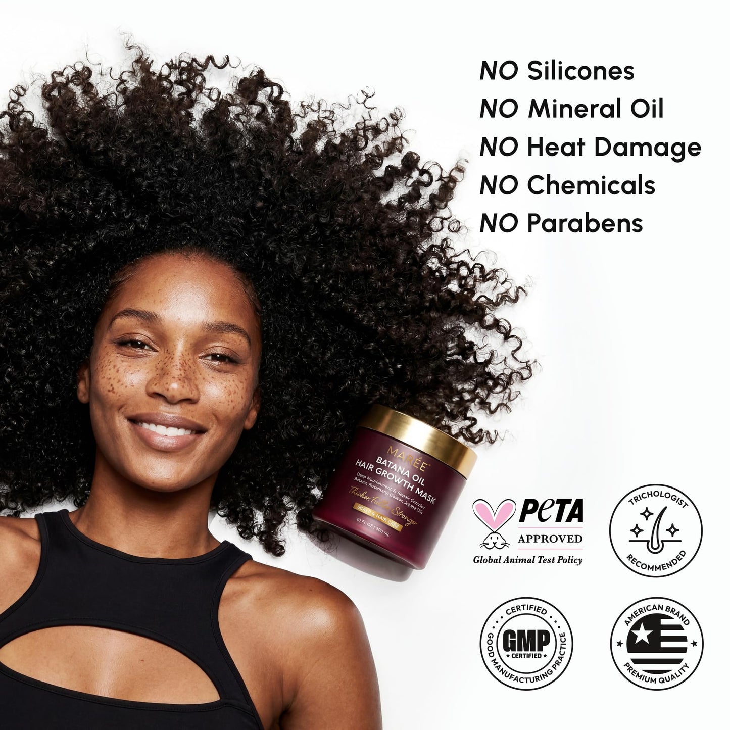 MAREE Deep Conditioning Hair Mask for Damaged Hair Treatment – Keratin Hair Care for Hydrating Growth Repair Moisturizing – Dry Curly Color Refreshing – 10 Fl Oz, White