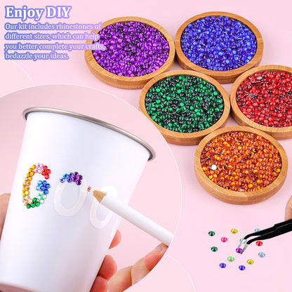 Rainbow Flatback Rhinestones for Crafting and 3PCS B7000 Glue (Set 1), 2 Boxes of 4500 PCS Resin Rhinestones Gems Charms for Bedazzling DIY Crafts Tumblers Shoes Fabric Clothing Nail Art