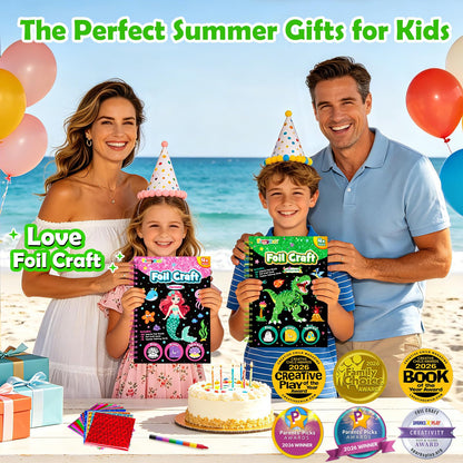FUNNYB&G Foil Art Craft Kit for Kids, Sparkly Birthday Gift Toy for Boys