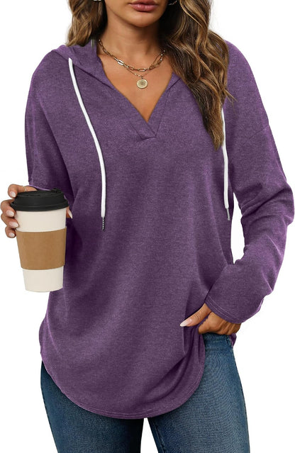 Bofell Womens Fashion Tops Hoodies for Women Pullover Oversized Sweatshirts Long SLeeve Shirts Loose Fit
