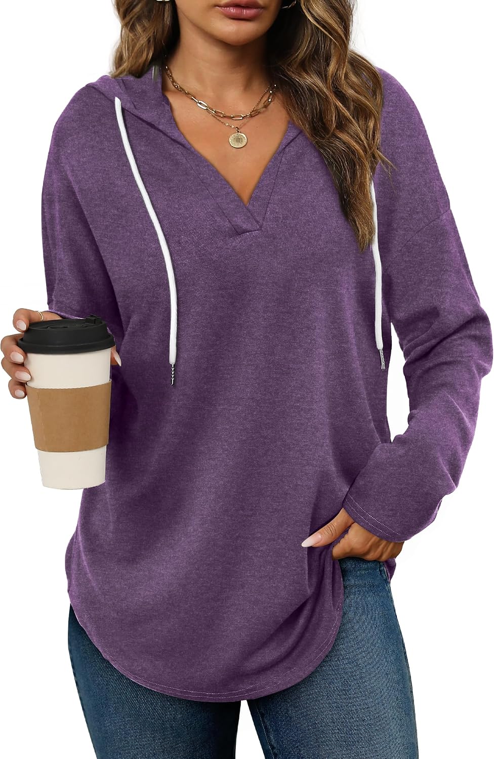 Bofell Womens Fashion Tops Hoodies for Women Pullover Oversized Sweatshirts Long SLeeve Shirts Loose Fit