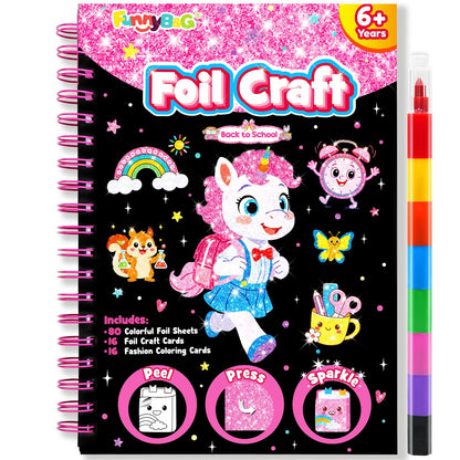 FUNNYB&G Foil Art Craft Kit for Kids, Sparkly Birthday Gift Toy for Boys