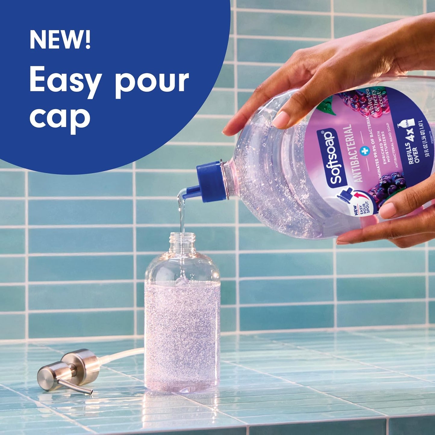Softsoap Antibacterial Liquid Hand Soap, White Tea & Berry Scent, 50 fl oz