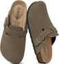 KIDMI Genuine Suede Clogs for Women Men Cork Footbed Mules Potato Shoes