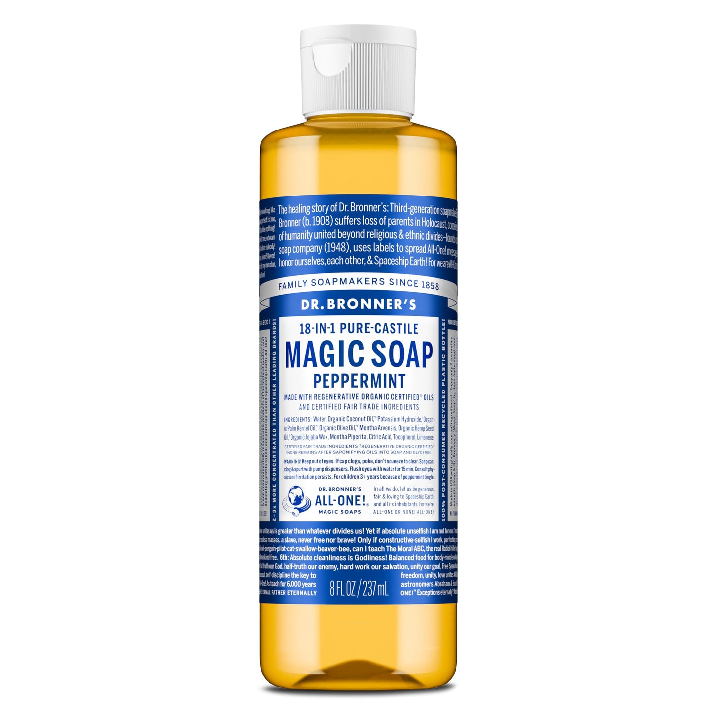 Dr. Bronner's Peppermint Pure-Castile Liquid Soap, Hand Soap, 32 oz