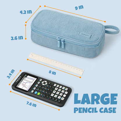 SUNEE Cute Pencil Case, Soft Corduroy Large Capacity Pencil Pouch, Aesthetic Zipper Pencil Bag, Big Storage Pen Organizer for Stationery, Pencil Box Back to School Supplies for Teen Girls Boys, Beige