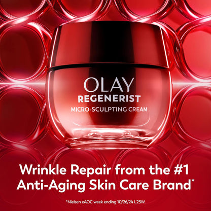 Olay Face Moisturizer, Regenerist Micro-Sculpting Facial Cream for Women - Anti-Aging, Anti-Wrinkle, Firming Skin Care - Triple Collagen Cream, Peptide Moisturizer, Hyaluronic Acid, Niacinamide, 1.7oz