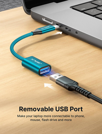 JSAUX USB C to USB 3.0 Adapter [2 Pack], USB C Male to USB Female OTG Cable Adapter Compatible with MacBook Pro/Air, iPhone 17 Pro Max/iPhone Air/16e/16/15 Series, Samsung Galaxy S25/S24/S23-Black