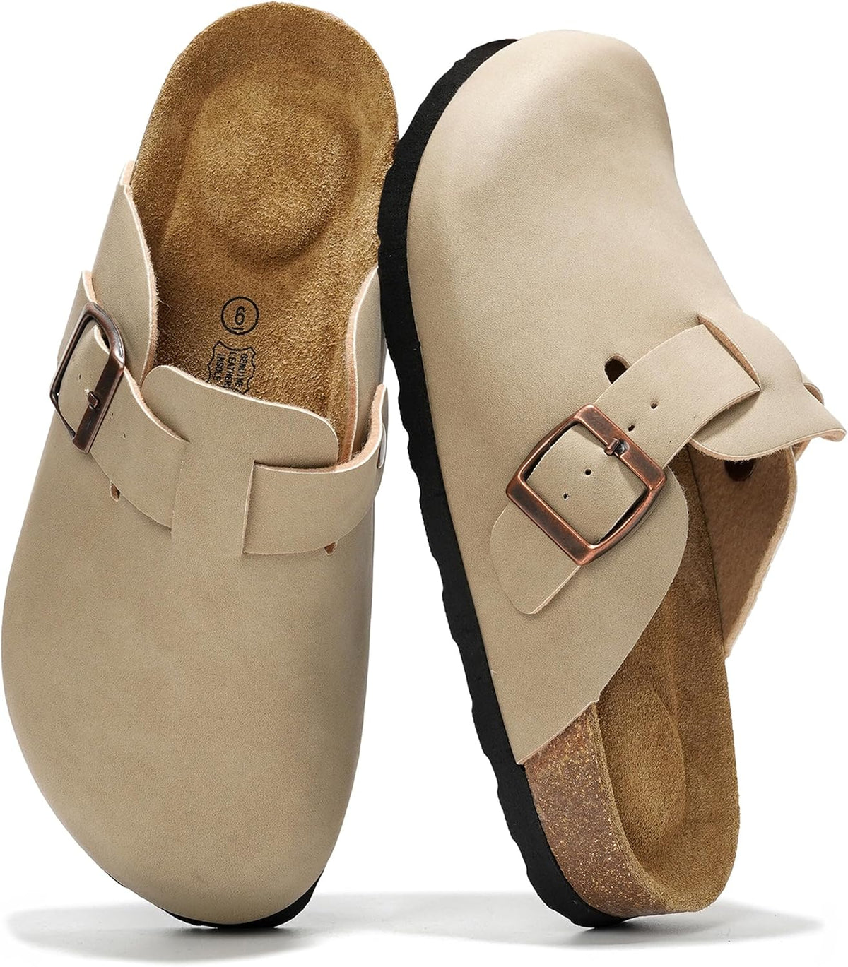 Project Cloud 100% Genuine Leather Womens Cork Footbed Clogs for Women