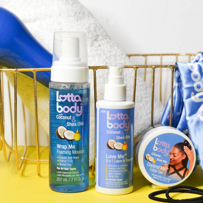 Lottabody Wrap Me Foaming Mousse with Coconut & Shea Oils, Lightweight Moisture-Rich Curl-Defining & Frizz-Control Styling Mousse for Natural Curly, Coily & Relaxed Hair, 7 oz