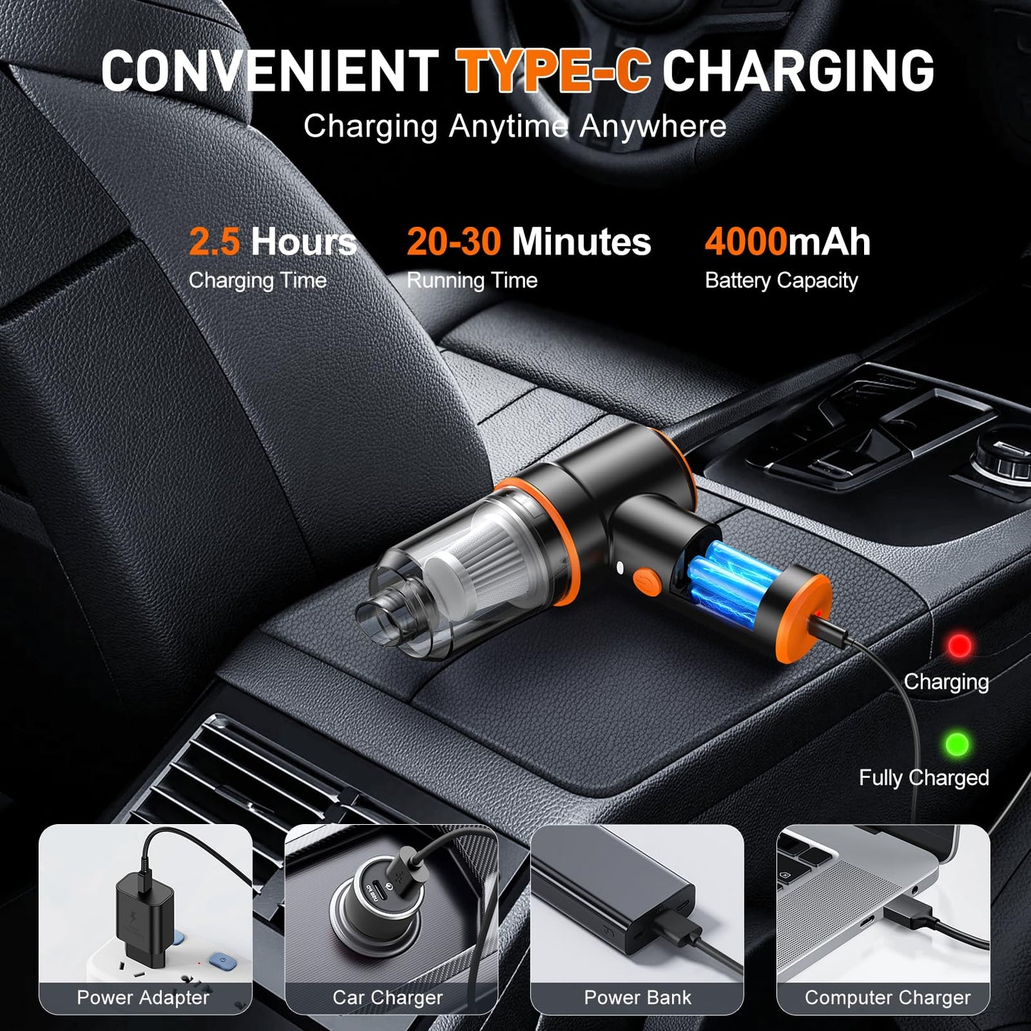 KMM Handheld Car Vacuum Cleaner, Hand Held Vacuum Cleaner and Air Duster
