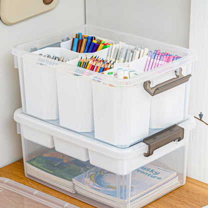 Citylife 6Qt 4Packs Clear Craft Organizers and Storage BOX, Sensory Bins