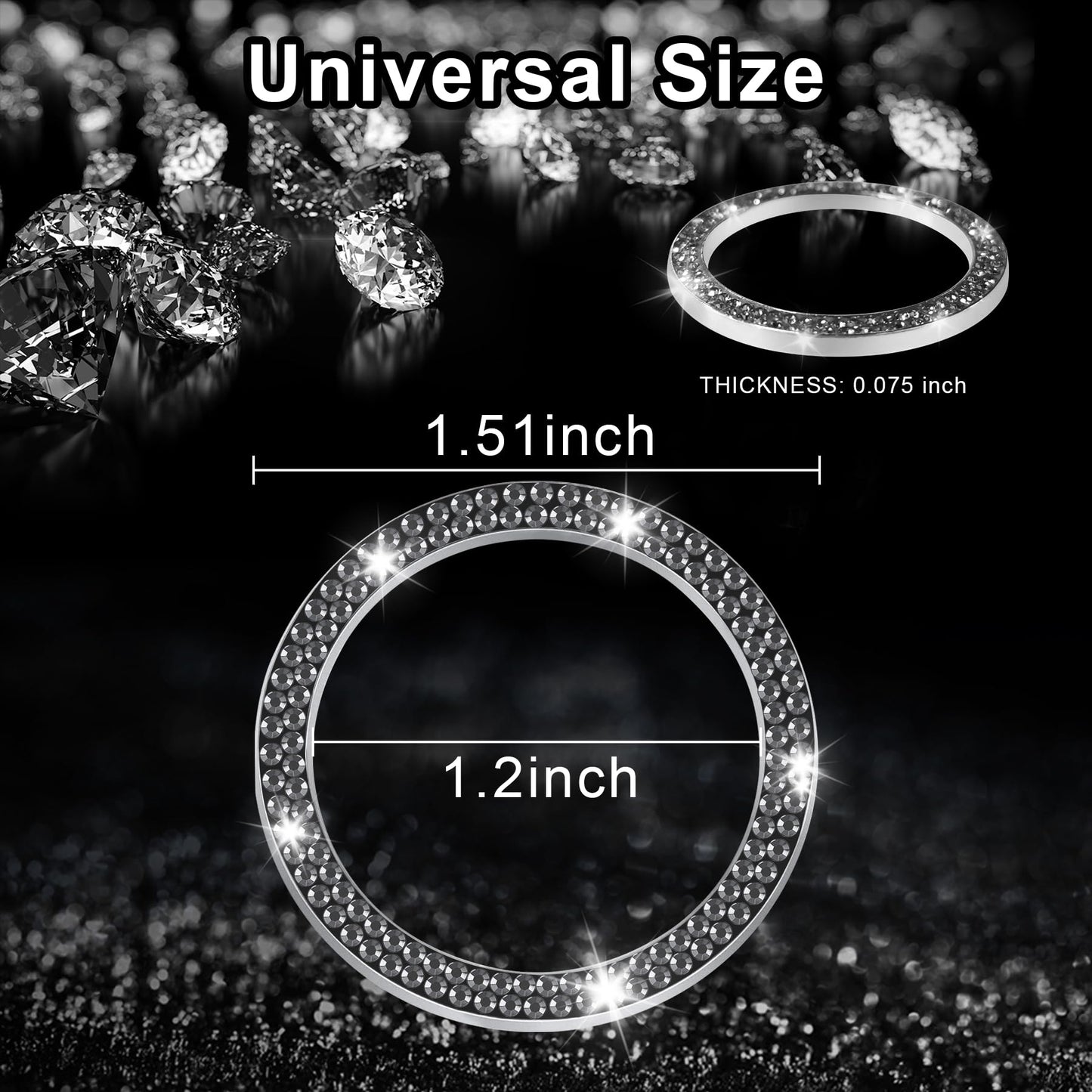 LivTee 2 PCS Crystal Double Rhinestone Car Engine Start Stop Decoration Ring, Bling Car Interior Accessories for Women, Push to Start Button Cover Sticker, Automotive Decals, Light Green