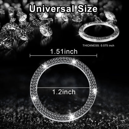 LivTee 2 PCS Crystal Double Rhinestone Car Engine Start Stop Decoration Ring, Bling Car Interior Accessories for Women, Push to Start Button Cover Sticker, Automotive Decals, Light Green