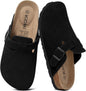 KIDMI Genuine Suede Clogs for Women Men Cork Footbed Mules Potato Shoes