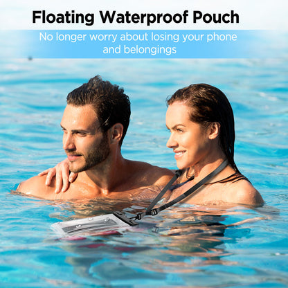 CACOE Floatable Waterproof Phone Pouch 2 Pack Up to 7.0",White+Blue