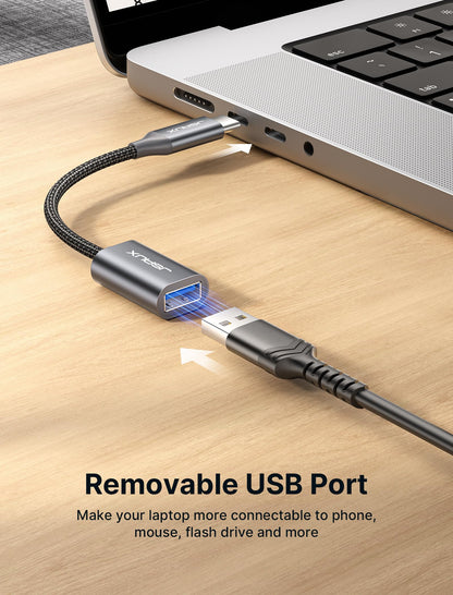 JSAUX USB C to USB 3.0 Adapter [2 Pack], USB C Male to USB Female OTG Cable Adapter Compatible with MacBook Pro/Air, iPhone 17 Pro Max/iPhone Air/16e/16/15 Series, Samsung Galaxy S25/S24/S23-Black