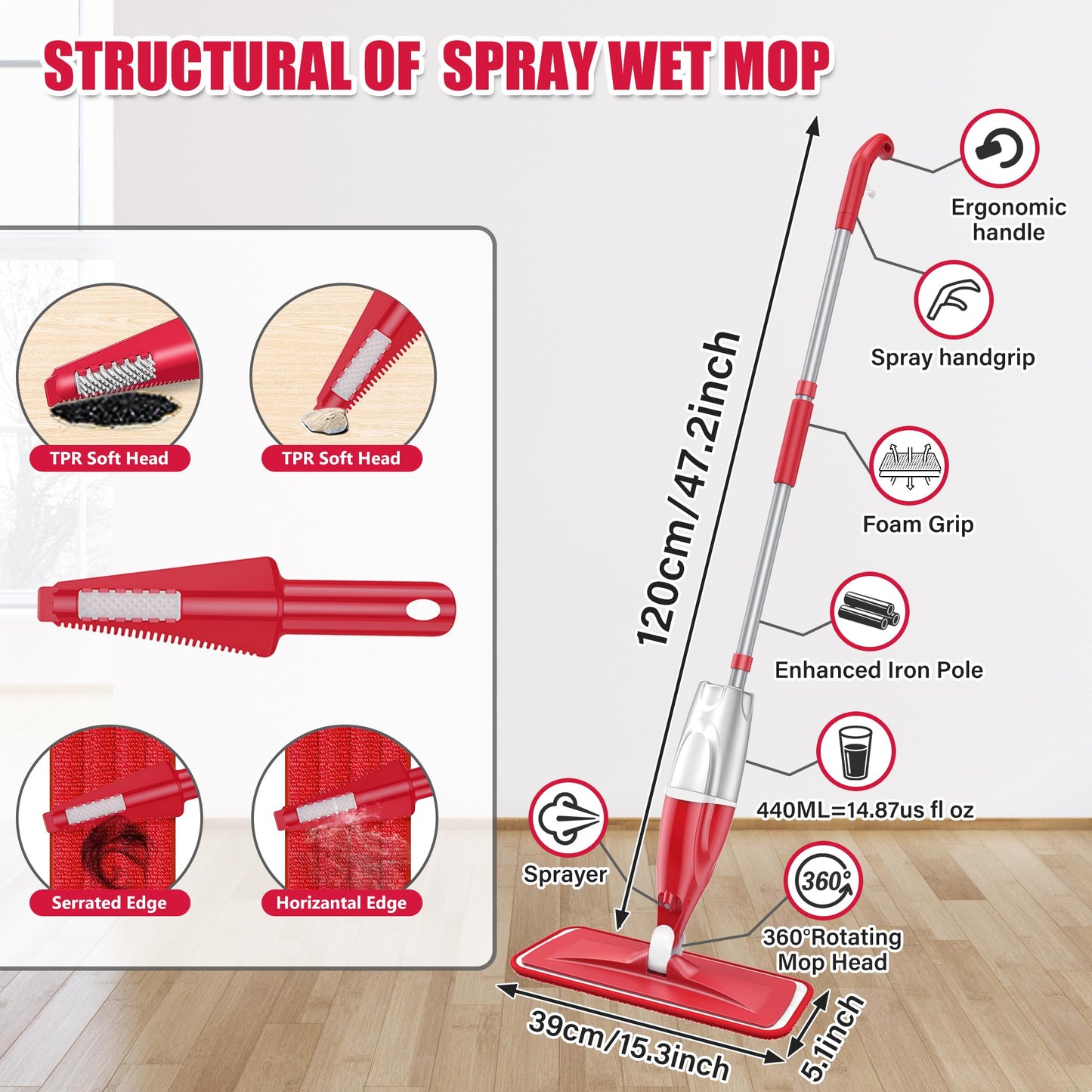 Microfiber Spray Mops for Floors Cleaning: Wet Dry Mop Hardwood Floor Mops