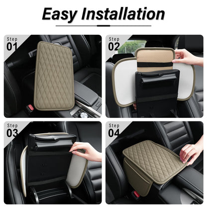 Amiss Car Center Console Cover, Upgraded Leather Car Armrest Cushion with 2 Storage Pockets, Universal Waterproof Cushion Pad, Non-Slip Car Interior Accessories, Fits Most Sedans SUVs Trucks (Black)