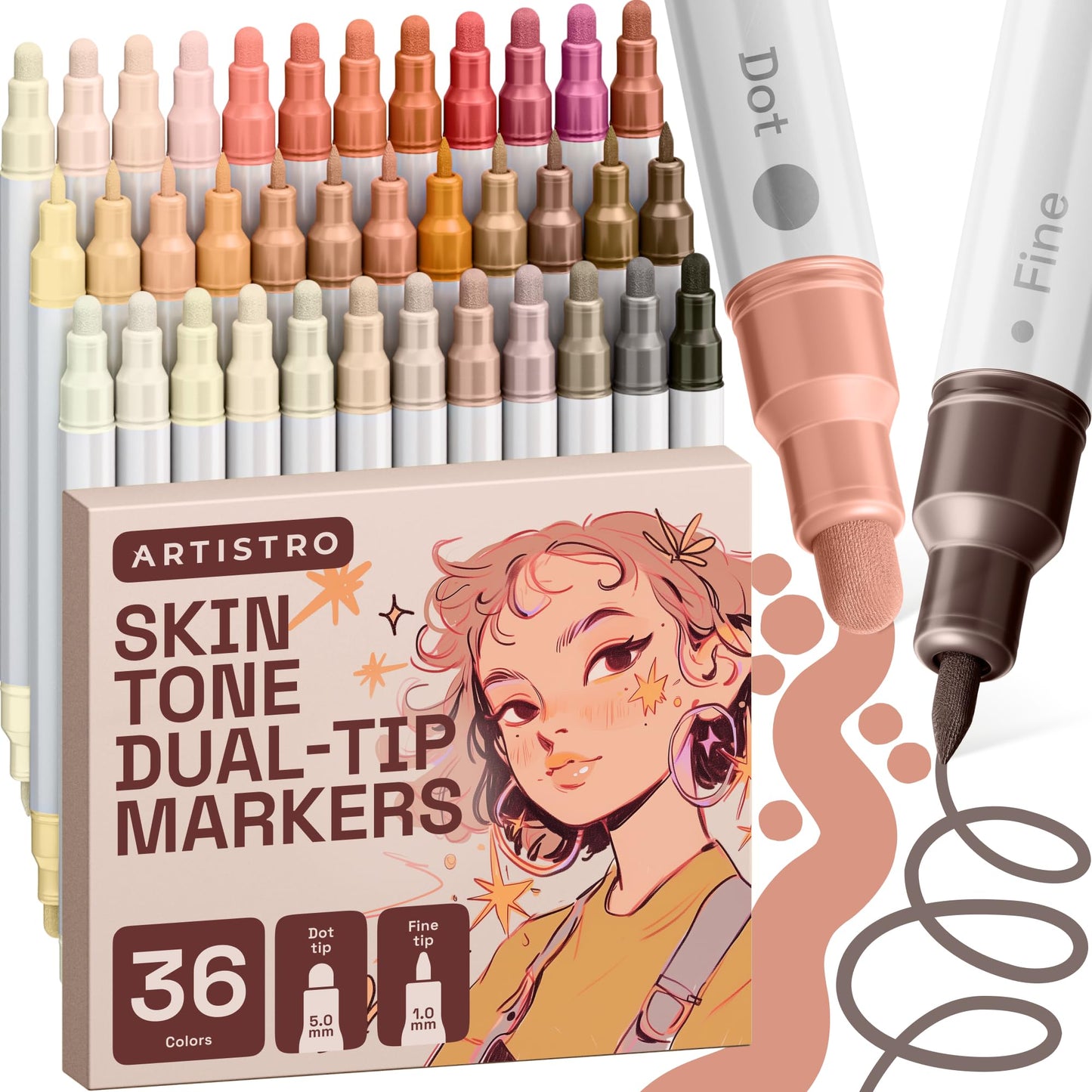 ARTISTRO Dual-Tip Acrylic Paint Marker Pens - Set of 36