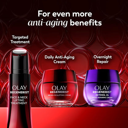 Olay Face Moisturizer, Regenerist Micro-Sculpting Facial Cream for Women - Anti-Aging, Anti-Wrinkle, Firming Skin Care - Triple Collagen Cream, Peptide Moisturizer, Hyaluronic Acid, Niacinamide, 1.7oz