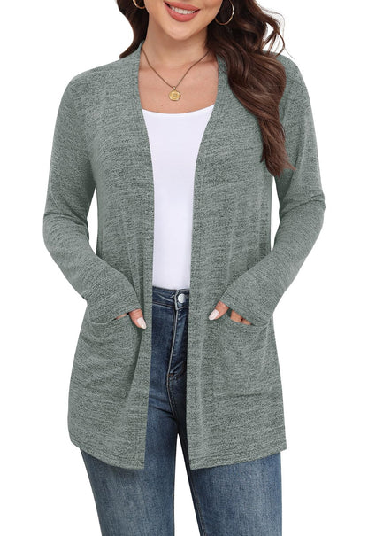 Yincro Women Lightweight Cardigan Long Sleeve Open Front with Pockets S-3XL