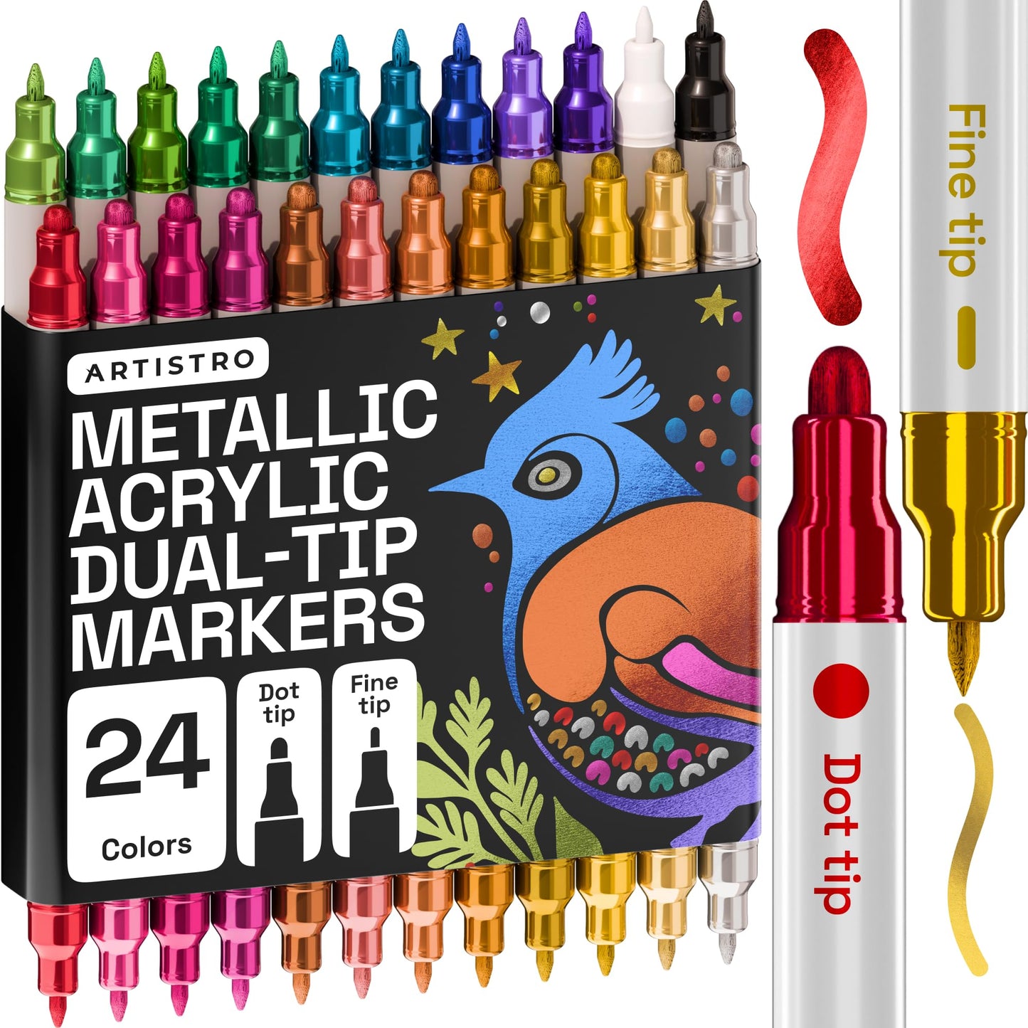ARTISTRO Dual-Tip Acrylic Paint Marker Pens - Set of 36