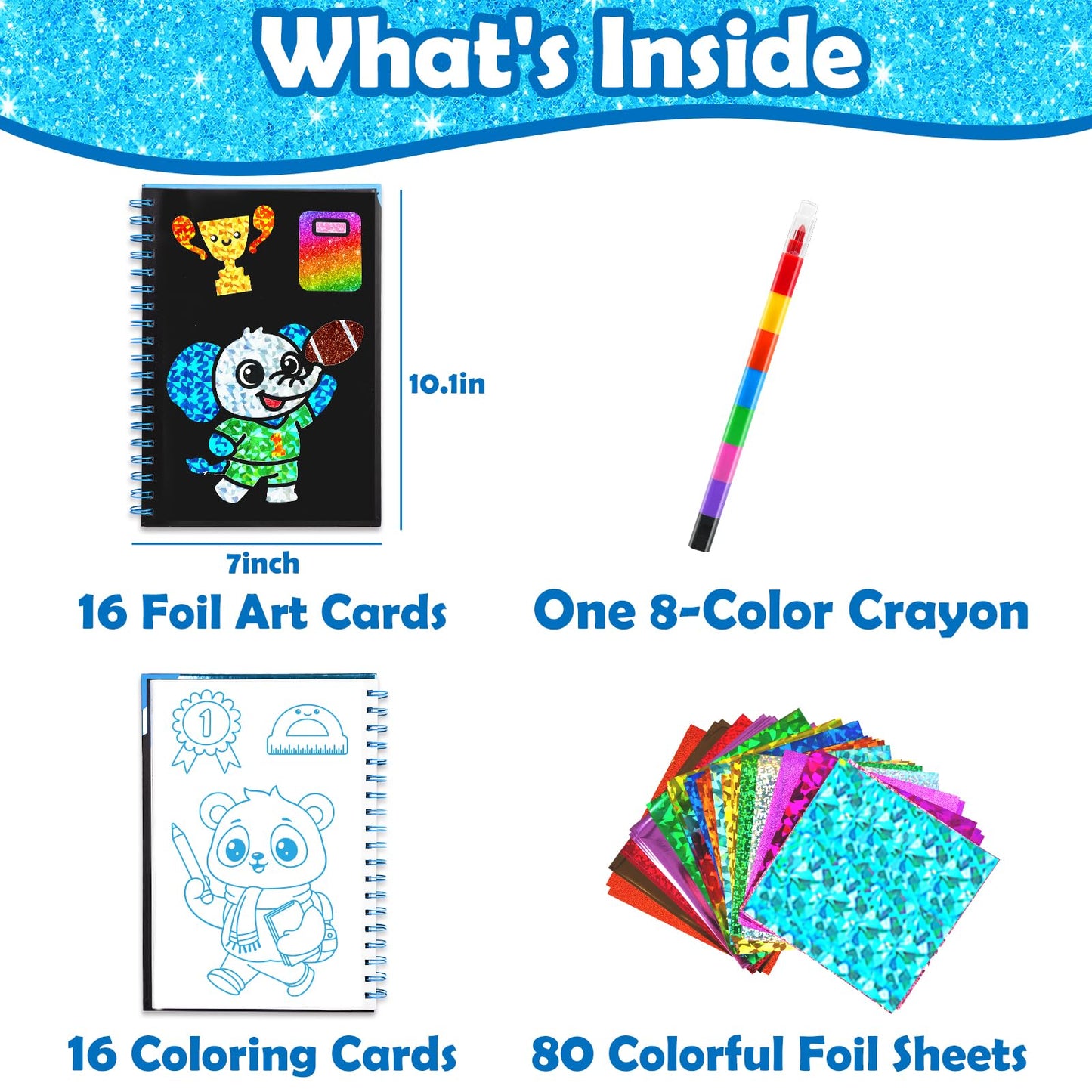 FUNNYB&G Foil Art Craft Kit for Kids, Sparkly Birthday Gift Toy for Boys