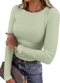 ANRABESS Women Long Sleeve Shirts Ribbed Fitted Tops