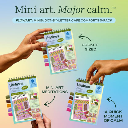 Lifelines FlowArt Mini Activity Pads, 3-Pack, Dot-by-Letter Coloring Books