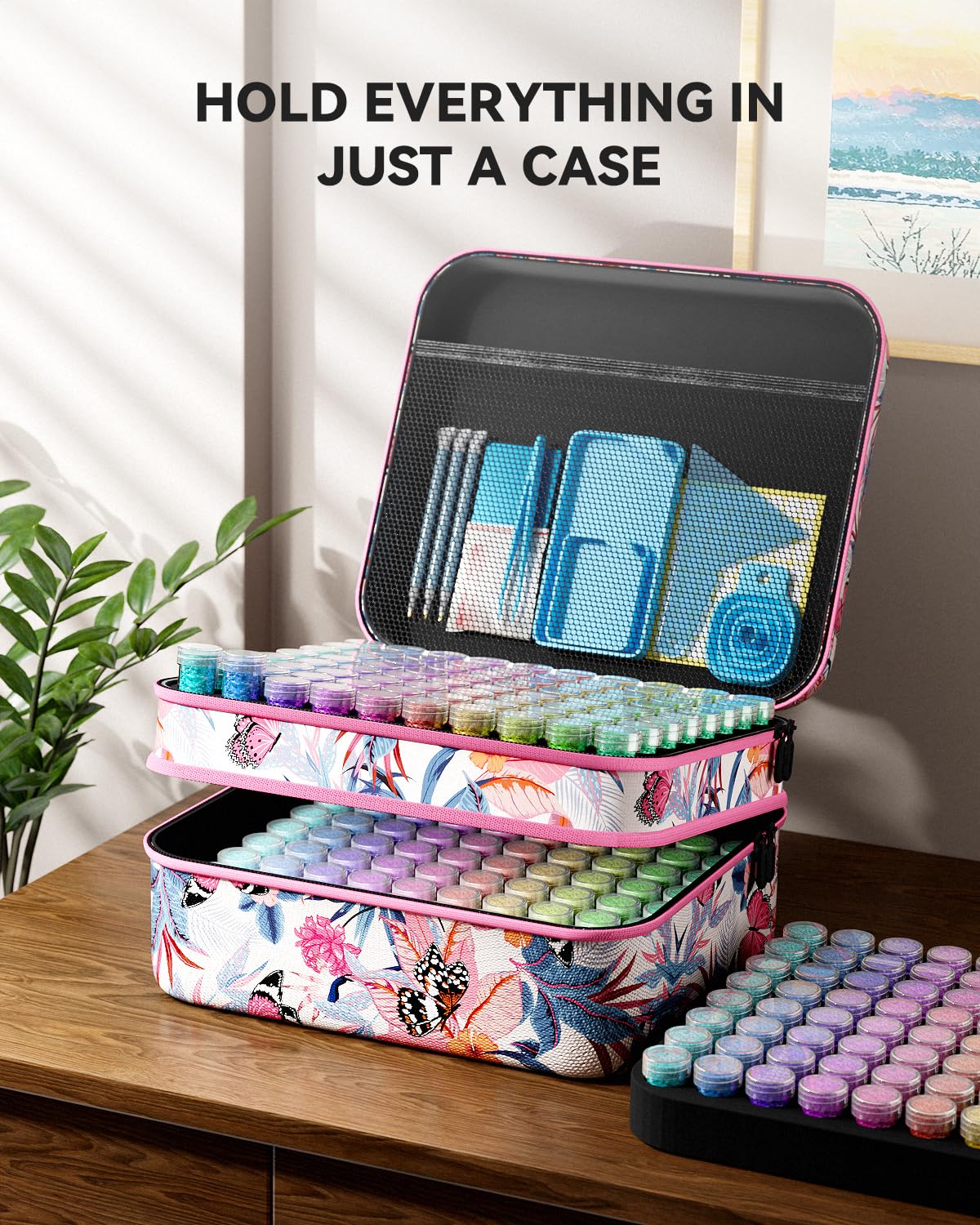 ARTDOT 60 Slots Storage Container for Diamond Art Kits for Adults, Portable Bead Storage Boxes for Diamond Painting Accessories and Tools