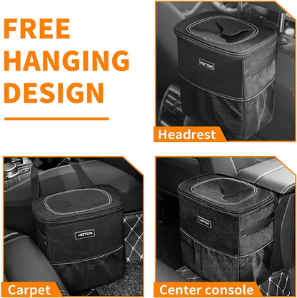 HOTOR Car Trash Can, Leakproof Car Organizer, 2-Gallon, Black