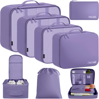BAGAIL 8 Set Packing Cubes Luggage Packing Organizers for Travel Accessories-Cream