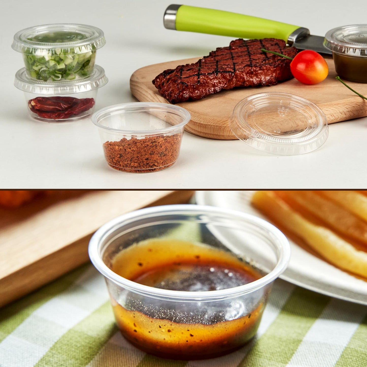 YEEHAW 100 Sets - 2 oz Jello Shot Cups with Lids, Portion Cups, Clear Disposable Plastic Jello Shot Cups for Meal Prep, Salad Dressing, Soufflé, Portion Containers (Pack of 2)