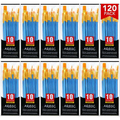 AROIC 10 Pcs Paint Brushes, Acrylic Oil Watercolor Painting Brush Set