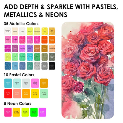 Grabie 50 Color Watercolor Paint Set with Brush Pens