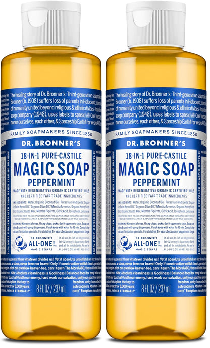 Dr. Bronner's Peppermint Pure-Castile Liquid Soap, Hand Soap, 32 oz
