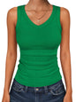 ANRABESS Tank Tops for Women V Neck Summer Sleeveless Ribbed Knit