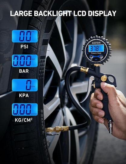 AstroAI Digital Tire Pressure Gauge with Inflator 3-250 PSI Fits 1/4" NPT