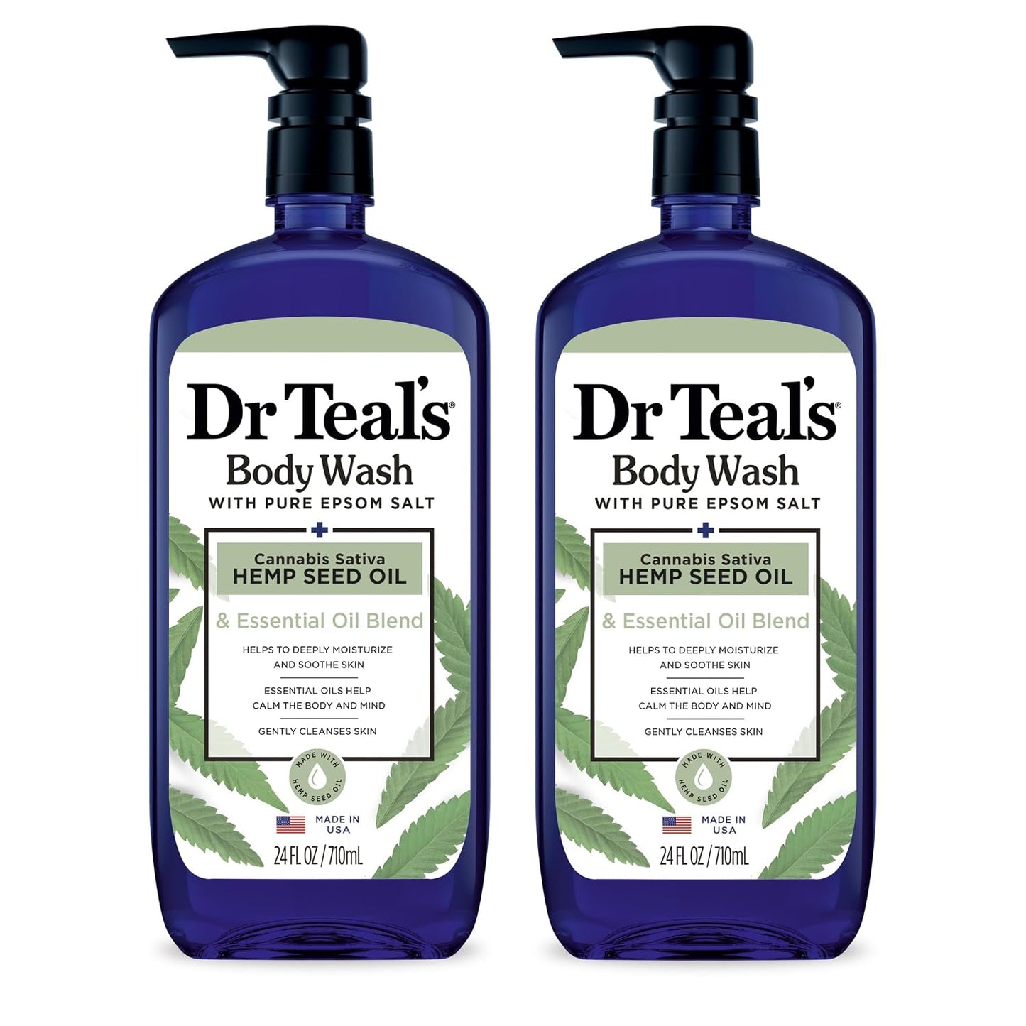 Dr Teal's Body Wash with Pure Epsom Salt, Relax & Relief with Eucalyptus & Spearmint, 24 fl oz (Pack of 2)
