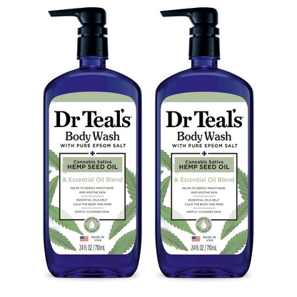 Dr Teal's Body Wash with Pure Epsom Salt, Relax & Relief with Eucalyptus & Spearmint, 24 fl oz (Pack of 2)