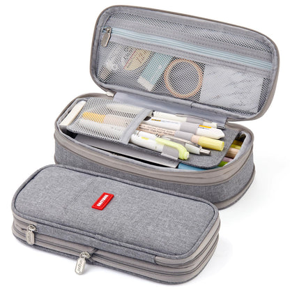 EASTHILL Big Capacity Pencil Pen Case Office College School Large Storage High Capacity Bag Pouch Holder Box Organizer Blue (Pink)