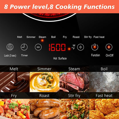 2 Burner Electric Cooktop 110V, 2000W, 24" Countertop & Built-in