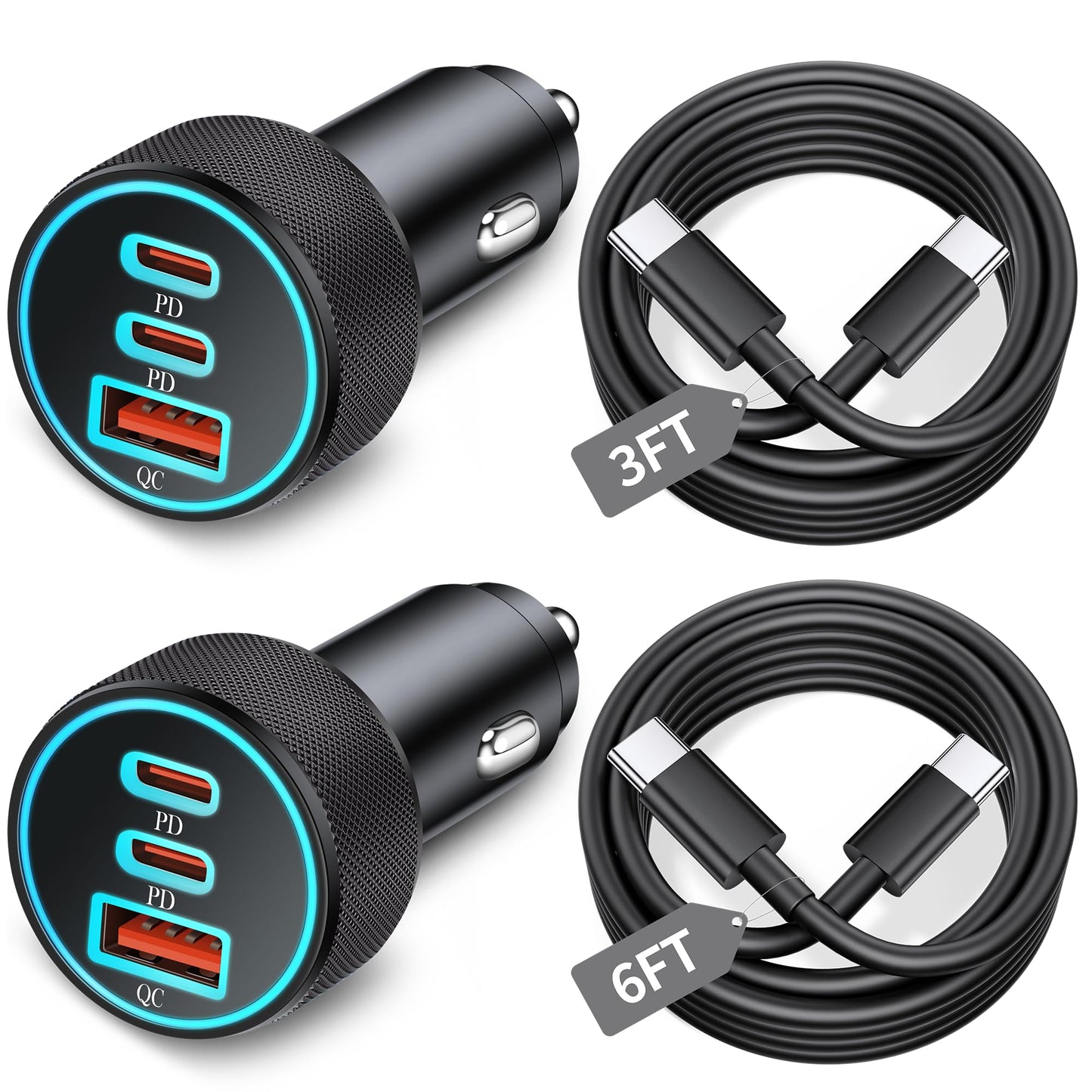 67W 3-Port Super Fast Type C Car Charger USB C for Samsung S26 S25 S24 S23