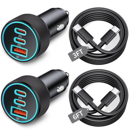 67W 3-Port Super Fast Type C Car Charger USB C for Samsung S26 S25 S24 S23